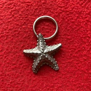 3D PEWTER STARFISH CHARM KEY RING FOB